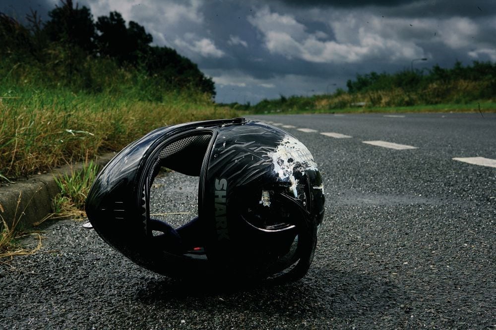 Motorcycle Helmet on the road